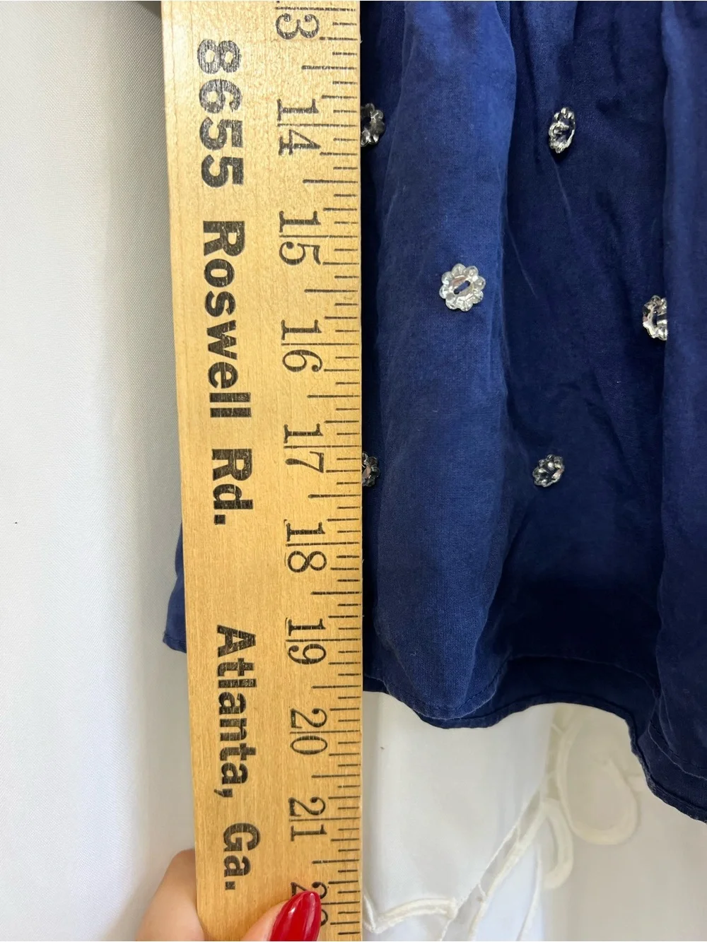 Hill House Home Jewel Jammie Top Navy Crystal Smocked Size Small